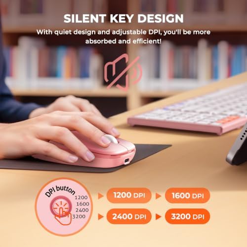 MEETION Foldable Bluetooth Keyboard and Mouse, Portable Combo Pink