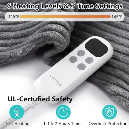 CAROMIO Heating Pad for Back Pain Relief, Neck and Shoulders