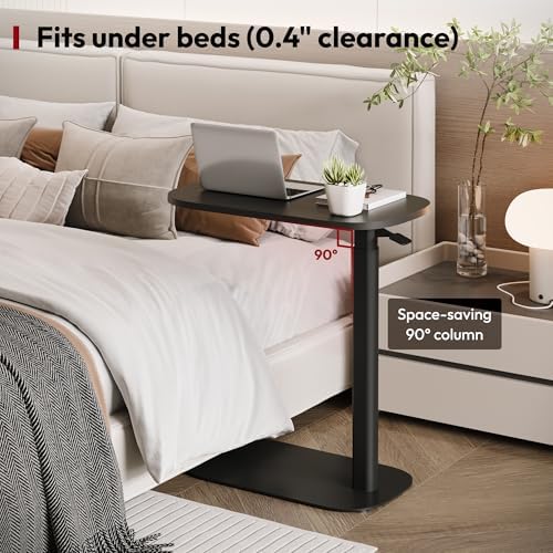 SANODESK 24''Pneumatic Height Adjustable Overbed Bedside Table Mobile