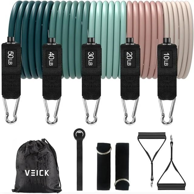 VEICK Resistance Bands with Handles, Exercise Tube Bands Set for Workouts