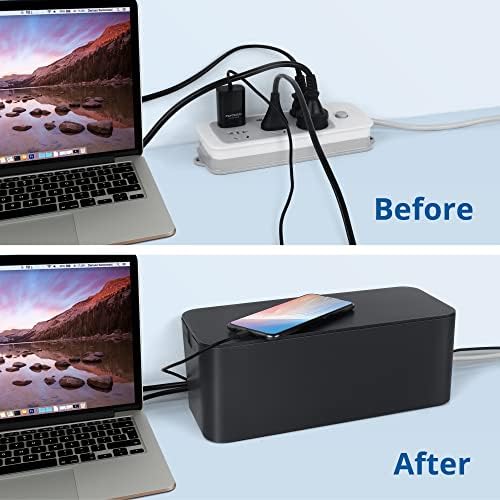 ZhiYo 2 Pack Cable Management Box, Medium & XL, Power Strip Organizer Black