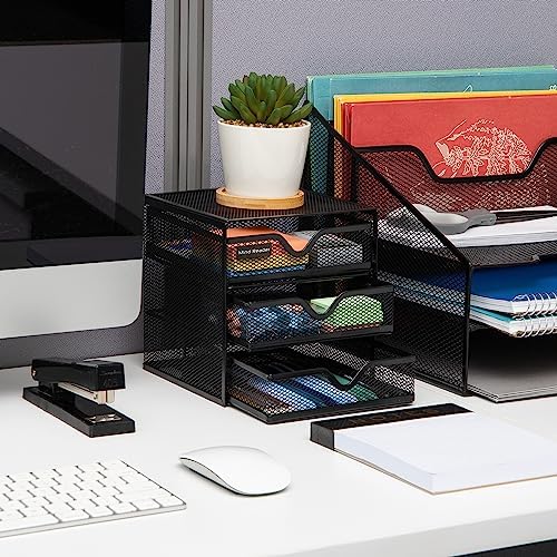 Mind Reader Desktop Accessory Storage, Desk Supplies, Organizer, Office, Metal Mesh, 6.25" L x 6.5" W x 6.5" H, Black (Pack of 4)