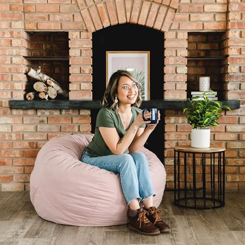 Big Joe Fuf 4Ft Foam Bean Bag Chair with Removable Cover for Kids, Teens, Desert Rose Lenox, Durable Woven Polyester, 4 Foot Large Reading and Gaming Seat