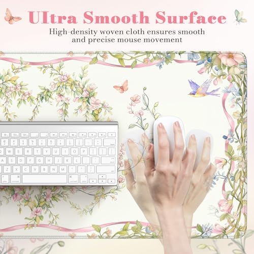 HAOCOO Pink Heart Desk Protector, 35.4" x 15.7" Table Mat for Home Office