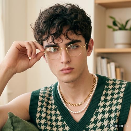 Dollger Oval Blue Light Glasses for Women Retro Anti Bluelight Blocker Glasses Men for Computer Small Metal Frame Eyeglasses