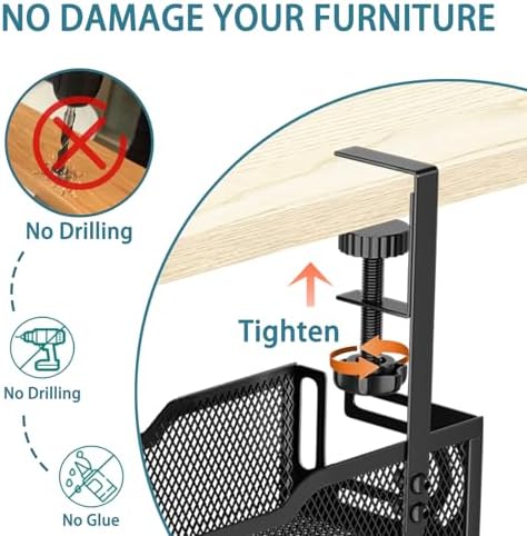 Under Desk Cable Management Tray, No Drill Mesh Cable Tray Cord Organizer
