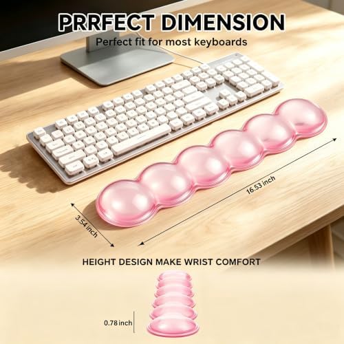 Gel Wrist Rest for Keyboard,Jelly Clear Gel Keyboard Wrist Rest-Pink