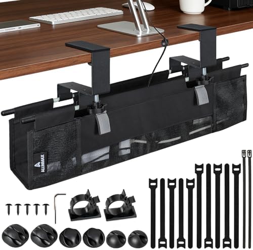 Under Desk Cable Organizer, Cable Management Tray, Clamp or Screw Mount