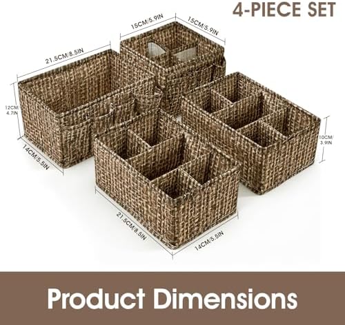 Cosmetic Storage Bins Makeup Organizer, Adjustable Multifunction Storage Box Desk Drawer Divider for Makeup Brushes, Bathroom Countertop or Dresser, Set of 4