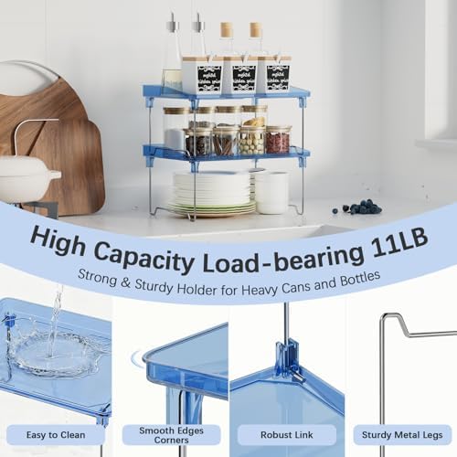 STARLATTA Acrylic Cabinet Organizer Shelf,2 Pcs Stackable Kitchen Counter Shelves,Spice Rack,Countertop Organizers,Clear Plastic Storage Organization for Makeup, Bathroom,Cupboard,Desk,Pantry