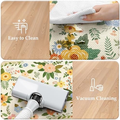 KIMODE Kitchen Mats for Floor Anti Fatigue,Beige Boho Kitchen Rugs Non Slip