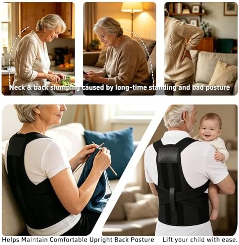 Back Brace Posture Corrector for Seniors Women and Men Upgraded Dynamic Traction Correction System Adjustable Shoulder Support Straightener Helps Reduce Upper Lower Back Pain Suitable for Hump Scoliosis Black XX-Large