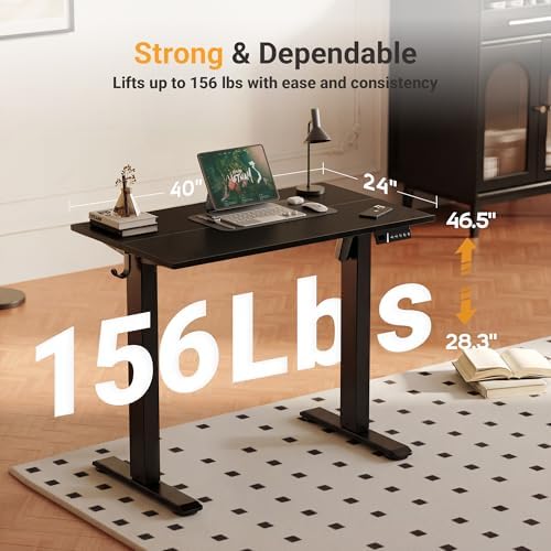YDN Electric Standing Desk, 40x24 Inch, Black