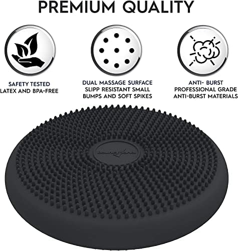 Bouncyband – Wiggle Seat – Gray, 13” D – Large Sensory Cushion for Kids Ages 6-18+ – Promotes Active Learning, Improves Student Productivity, Includes Easy-Inflation Pump (Pack of 2)