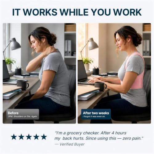 Fit Geno Posture Corrector for Women Lite, Upper Back Brace for Slouching