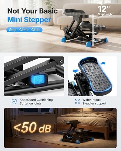 MERACH New 3-in-1 Mini Stepper with Large Stride & Shock Pad Design