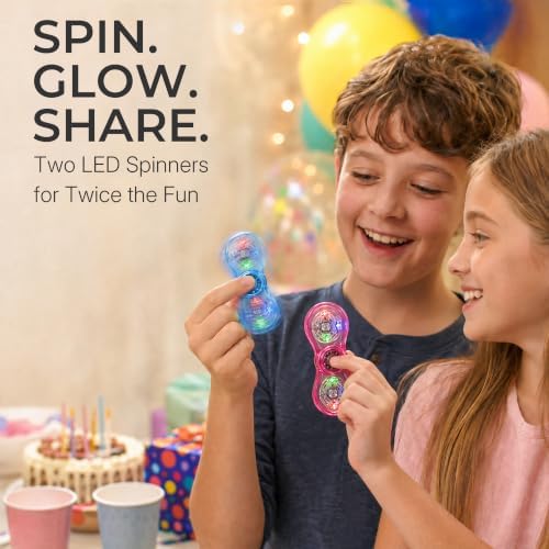 LED Fidget Spinner 2 Pack, Light Up Sensory Fidget Toys for Kids