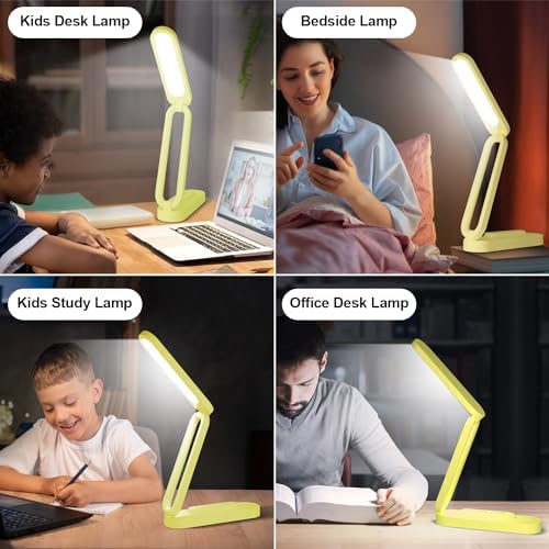 Giryuhd LED Desk Lamp for Office Home & Battery Operated Lamp Rechargeable Lamp Foldable & Portable Light, LED Desk Light Strip, 3 Brightness Dimmable Small Desk Lamp Reading Lamp (Yellow)