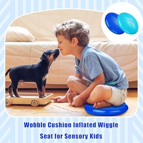 Silipull 2 Pcs Wiggle Seat Inflated Wobble Cushion Flexible Balance Disc with Air Pump for Core Stability Strengthening Improving Posture Physical Exercise