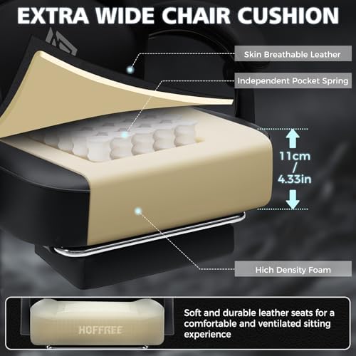 HOFFREE Gaming Chair Computer Chair with Speakers Massage Game Chairs with Footrest Bluetooth High Back Ergonomic Computer Gaming Chairs for Adults Reclining Video Gamer Chair Black