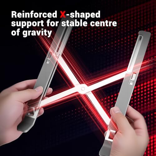 FIREBAT Laptop Stand for Desk, 6-Angle Adjustable Ergonomic Laptop Riser, Foldable Aluminum Portable, Cooling Desktop Notebook Computer Holder Compatible with 10-15.6” MacBook, Dell, HP, iPad, Silver