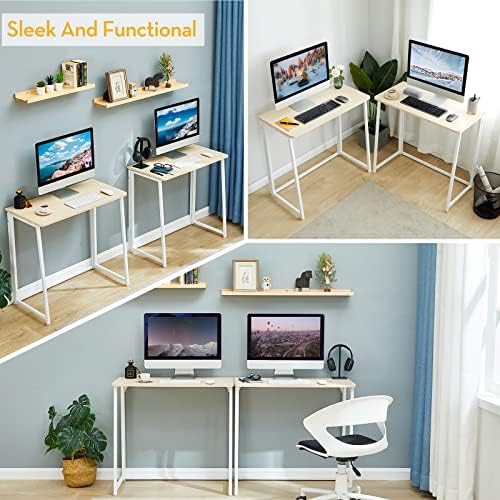 WOHOMO Folding Desk, 39.4" Foldable Computer Table for Small Spaces, Oak
