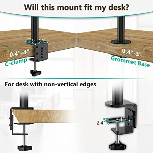 WALI Tall Monitor Arm Mount for Desk for 13-38 inch Screens, up to 22lbs