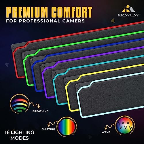 RGB Backlit Gaming Wrist Rest | RGB Wrist Support for Keyboard | Keyboard Wrist Rest with 14 Color Modes | 17x4x1 Inches Wrist Pad for Keyboard | Wrist Rest for Computer, Laptop, | Black