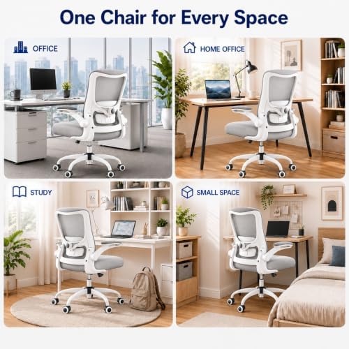 Ergonomic Office Chair for Long Hours, Adjustable Padded Lumbar Support for Lower Back Relief, 330 lb Capacity, Comfortable Computer Desk Chair for Home Office, Work & Study