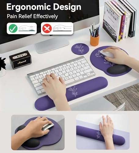 Mouse Pad with Keyboard Wrist Rest,Ergonomic Mousepad Support Set