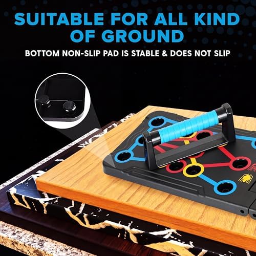 Foldable Push Up Board - Home Workout Equipment with Color-Coded System - Multi-Functional Push-Up Stands for Strength Training, Chest, Arms & Core - Portable Gym for Men & Women