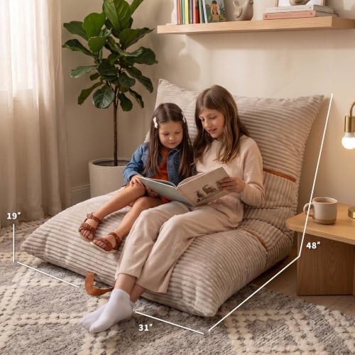 Big Joe Turnabout 3-in-1 Convertible Kids Bean Bag Chair, Vanilla Latte