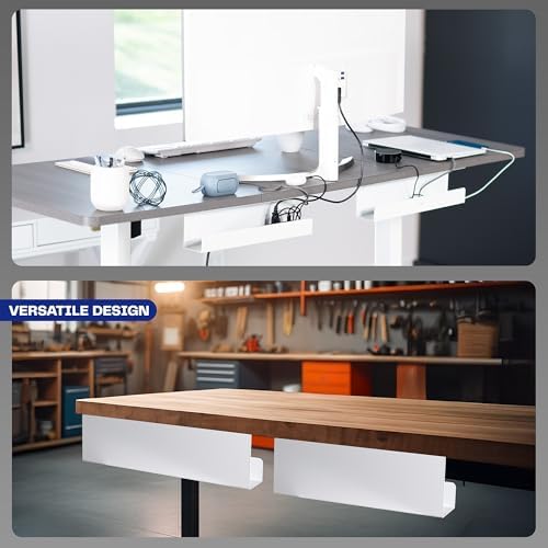 VIVO 2 Pack White 17 inch Under Desk Cable Management Tray, DESK-AC06-2CW
