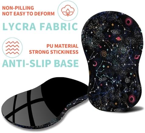 Ergonomic Mouse Pad Wrist Support with Memory Foam Massage Bulge, Carpal Tunnel Pain Relief Mousepad Wrist Rest for Mouse(12x8 inch, Galaxy)
