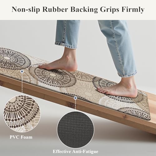 HEBE Anti Fatigue Kitchen Rugs Set of 2, Cushioned Kitchen Mats for Floor