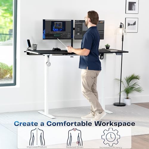 VIVO Black 71 x 30 in Standing Desk, DESK-KIT-1W6-P3B-71