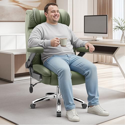 Big and Tall Office Chair, Desk Computer Chair for Heavy People, Oversized Executive Gaming Chair, Extra Wide 500LBS Ergonomic Comfy Office Chair with Adjustable Lumbar Support & 5D Flip Arms