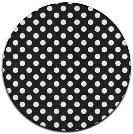 Large Home Decor Mat, Soft Round Yoga Carpet, Non-Slip Machine Washable Home Office Circle Rug Compatible with White Black Polka Dots