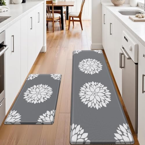 2PCS Kitchen Mats for Floor, Anti Fatigue Non-slip Larger Grey Rug