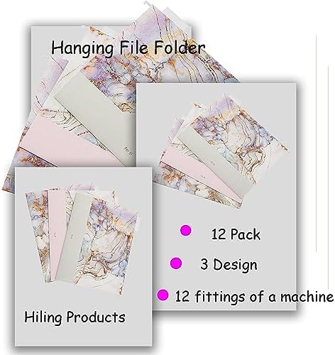 12 Pack Decorative Hanging File Folders, Marble, Letter Size