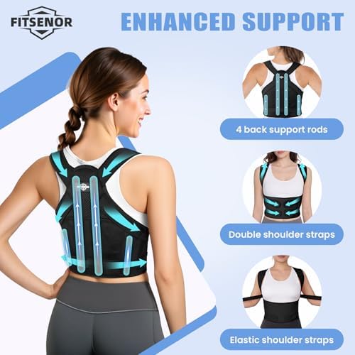 Black Back Support Brace, Back Brace Posture Corrector (Size S)