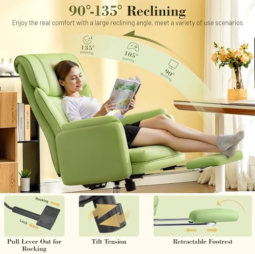 Office Chair, Flip Armrests for Pets Criss Cross Legged,Avocado Green