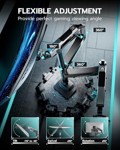 ARES WING Heavy Duty Dual Monitor Mount with USB for 24-57 Inch, Black