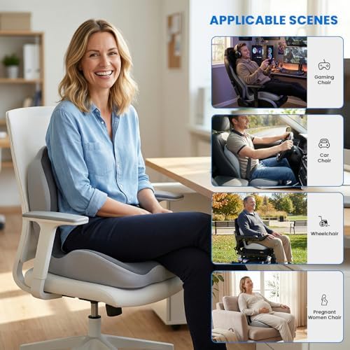 Ergonomic Seat Cushion for Office Chairs Lumbar Support Pillow, Gray