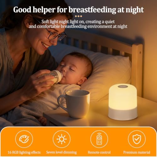Portable Night Light Bedside Lamp with Touch and Remote Control