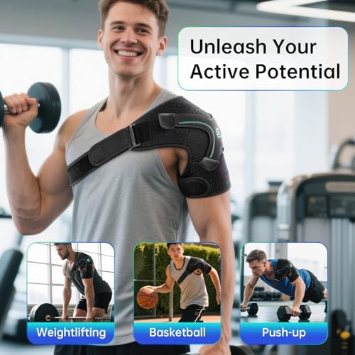 Shoulder Brace, Rotator Cuff Support and Arm Sling for Pain Relief & Injury Recovery, Breathable Compression Sleeve for Strain & Dislocation Prevention, Adjustable for Left and Right Arm, Men & Women