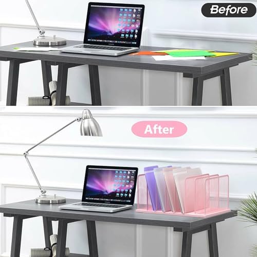 Kuntine.B 7-Section Upright Desk File Organizer Pink 2 Pack