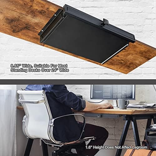 GOME Under Desk Slide out Pencil Drawer with Space Divider Design for Storing Pencil and Office Accessories, Underdesk Pull out Tray Organizer Mounted for Sit Stand Workstation