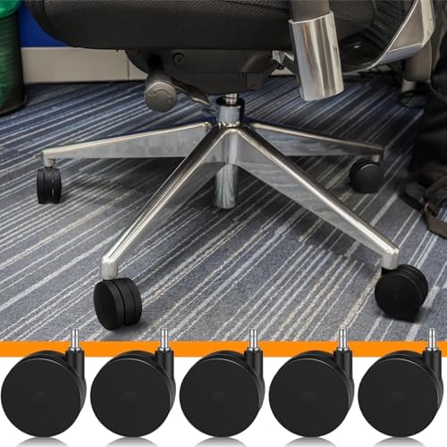 CroBlissful 5 Pcs 4'' Extra Large Chair Wheels for Carpet Heavy Duty, Black