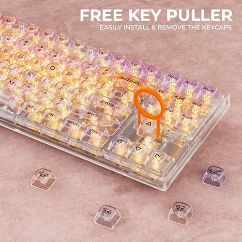 x XVX Sunset Purple Gradient Transparent Keycaps, MOA Profile 125 Keys PC Shine-Through Keycaps for MX Mechanical Keyboards